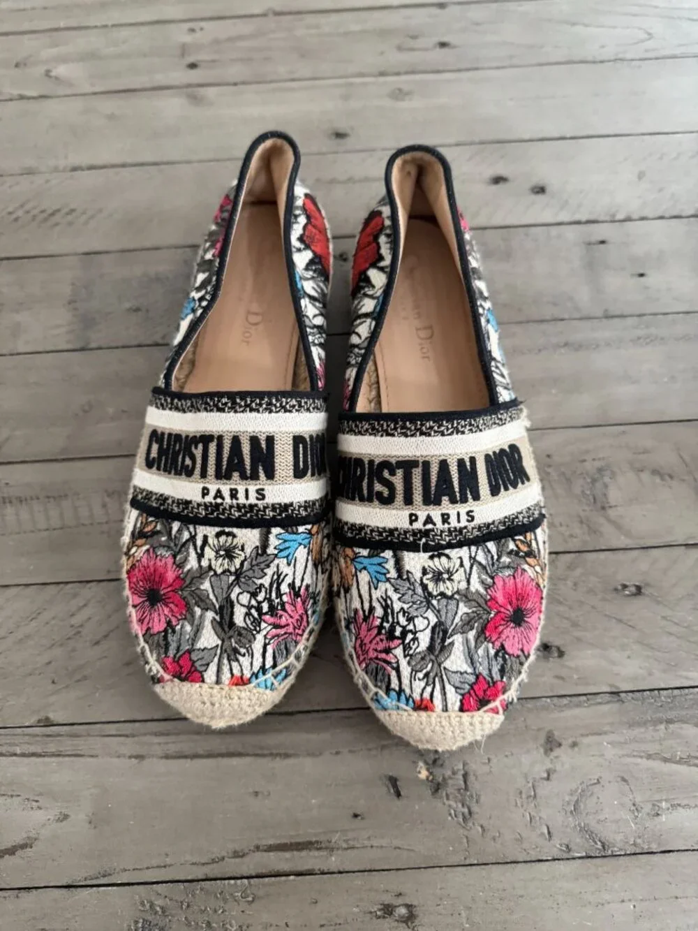 Christian Dior Granville Canvas Jardin d'Hiver Mille Fleurs Espadrille Flats 39